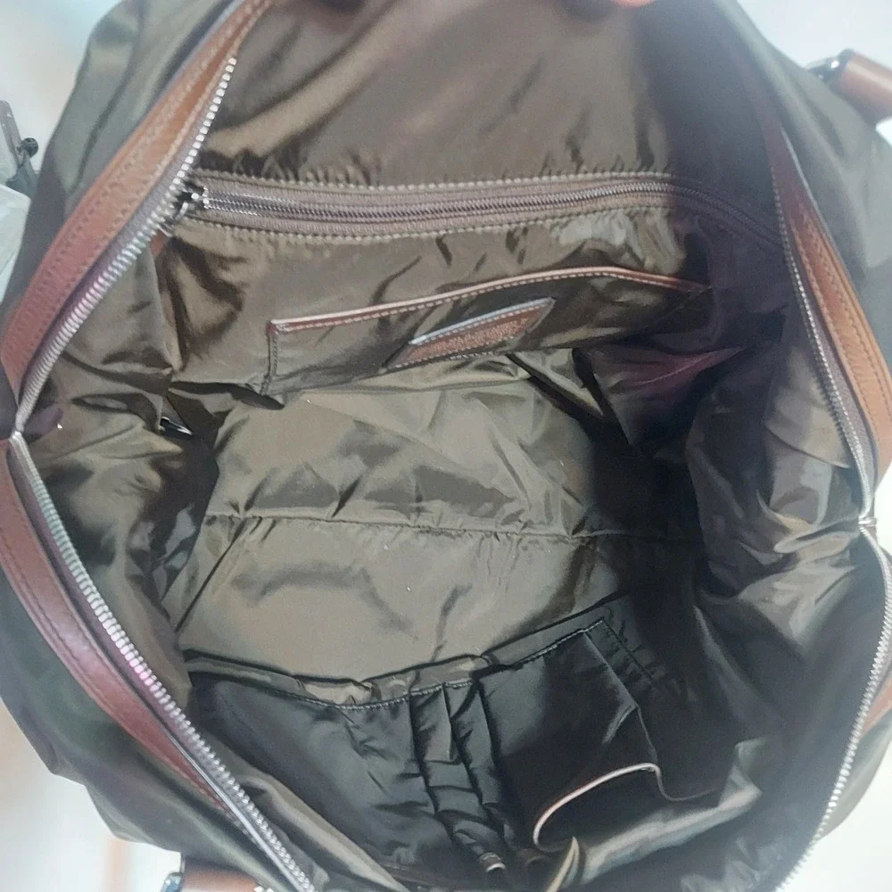 Tumi Olive Green Nylon Leather Trimmed Satchel Shoulder‎ Bag